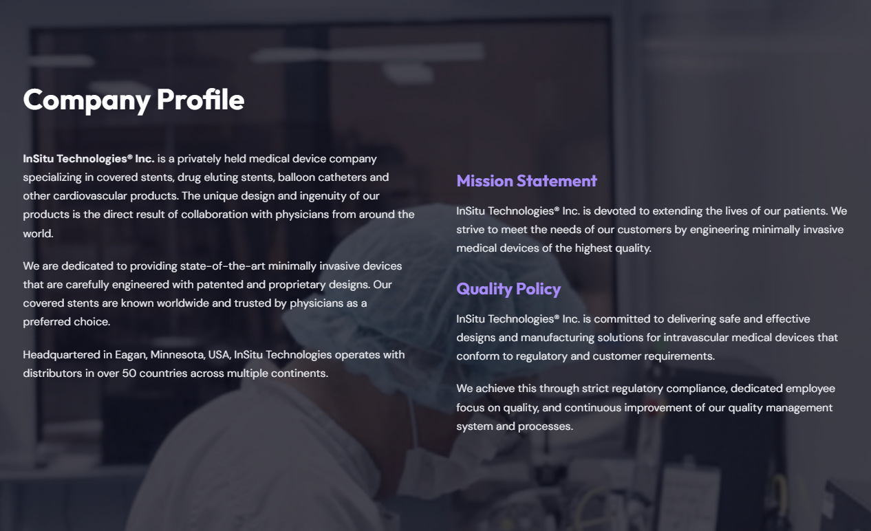 InSitu Technologies company profile, mission statement and policy